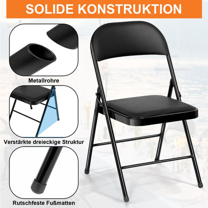 BULAGE Klappstuhl 6er Set Garten & Camping - Schwarz