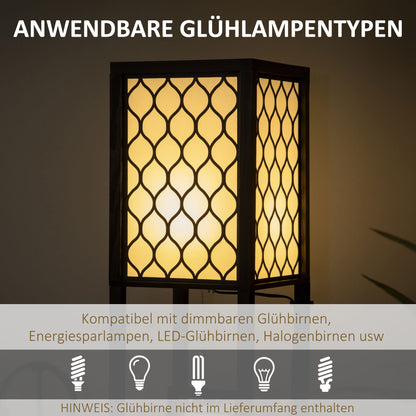 HOMCOM Stehlampe mit Regal und Doppellicht – Schwarz