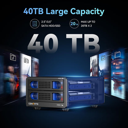 DATAX Dual Bay HDD/SSD Gehäuse 2.5/3.5 SATA - 10G USB 3.2 Lüfter