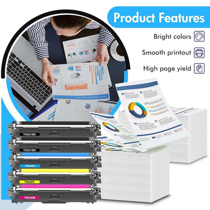 INFITONER TN241 TN245 Toner Set kompatibel für Brother, 5er-Pack