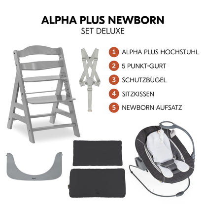 hauck Alpha+ Newborn Set Deluxe Baby Hochstuhl - Grau