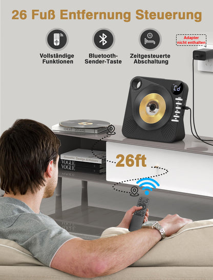 Greadio CD Player mit Bluetooth 5.1, Lautsprecher und Fernbedienung