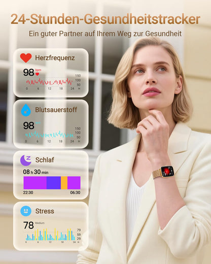 Fitpolo IDW28 Smartwatch mit Telefonfunktion, 1,85 Zoll Fitnessuhr