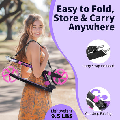 BELEEV Big Wheel Cityroller – LED leuchtend, faltbar 200mm