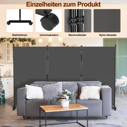 Vigevee Paravent Raumteiler klappbar 3-teilig 263x181 cm Anthrazit