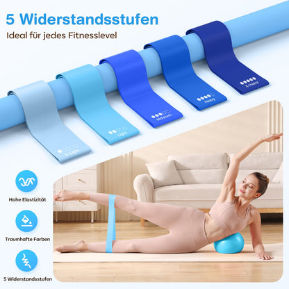 Vanlgs Pilates Set 13-teilig mit Ring, Ball und Widerstandsbändern