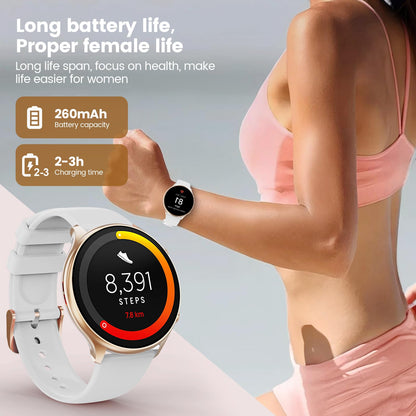 Miecgth S51 Smartwatch Damen, Telefonfunktion, 1,39 Zoll, Rosa Gold