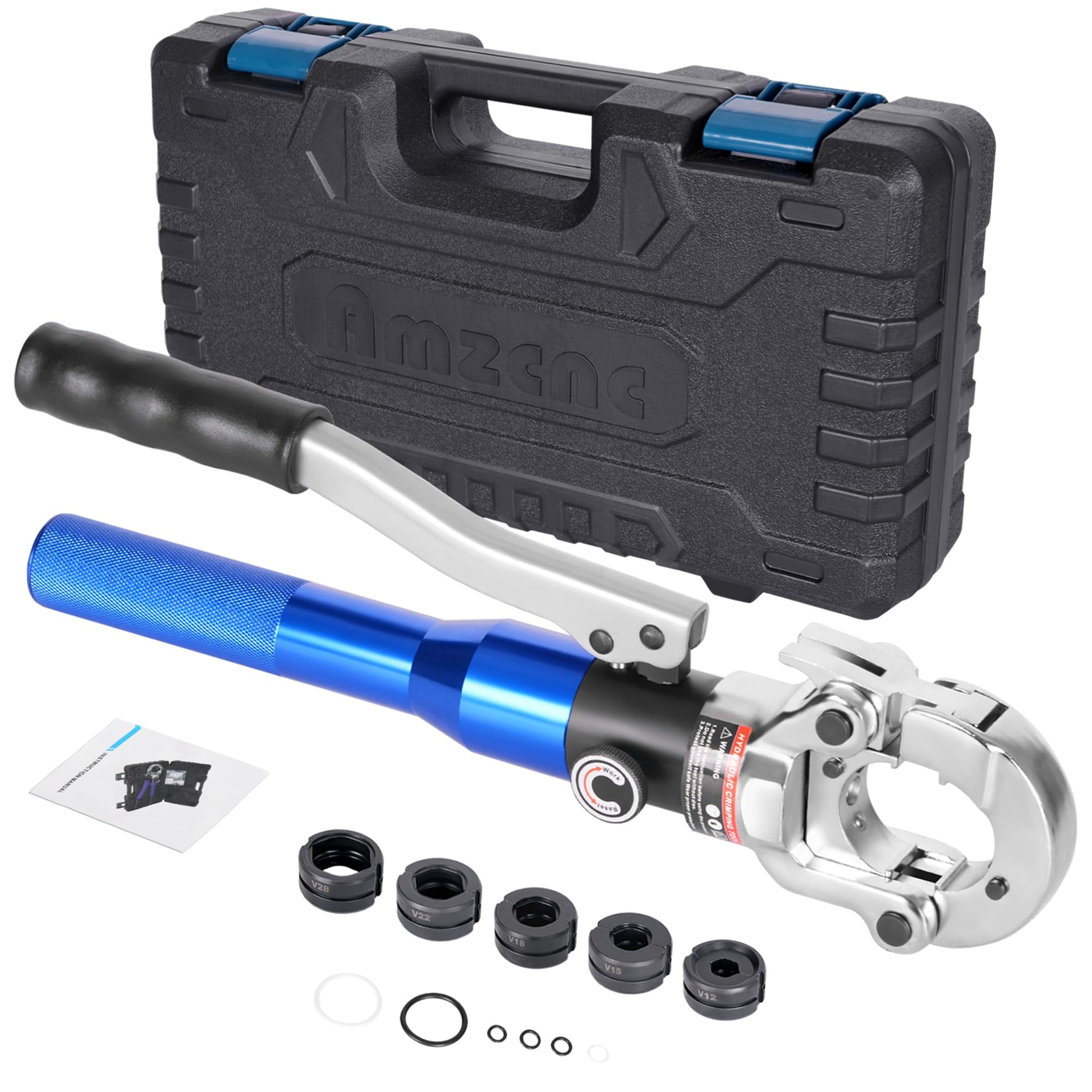 AMZCNC Profi Presszange V-Kontur Set - V12-15-18-22-28, silberne Presszange mit V-Kontur. Zum Verpressen von Fittingen.