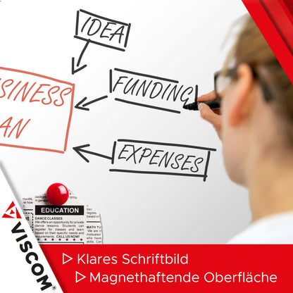 VISCOM Whiteboard magnetisch - Beschreibbare Magnettafel 90x120 cm