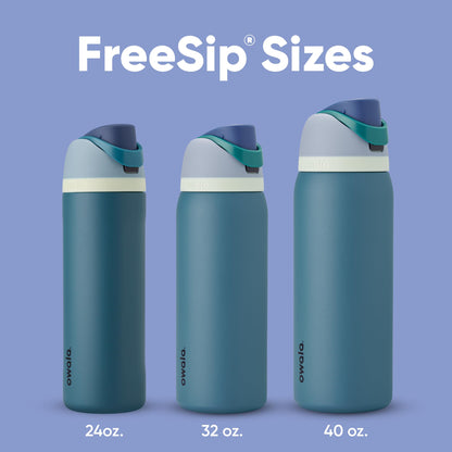 Owala FreeSip Trinkflasche Edelstahl 710 ml mit Strohhalm, Denim
