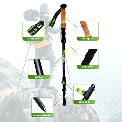 Alpteq Zugspitze Ultraleichte Carbon Trekkingstöcke – Grün