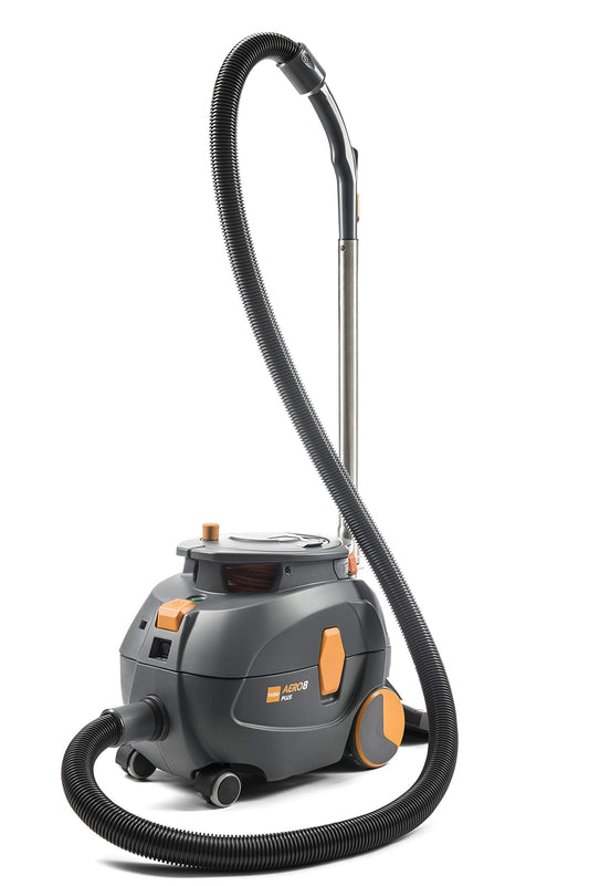 Taski Aero 8 Plus Profi Trockenstaubsauger - Grau/Orange. Zylindrisch, grau/orange. Zum professionellen Saugen von Böden und Teppichen.