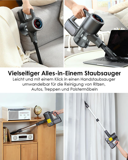 VersLife S7 Pro Akku-Stabstaubsauger kabellos, 500 W, LED-Display