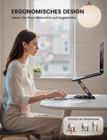 Lamicall Laptopständer 360° drehbar, faltbar, Aluminium, 10-17,3 Zoll