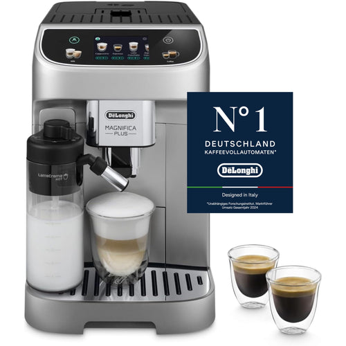 De'Longhi Magnifica Plus ECAM322.70.SB Kaffeevollautomat - Silber/Schwarz. Kompaktes Gerät für Espresso, Kaffee und Milchschaum.
