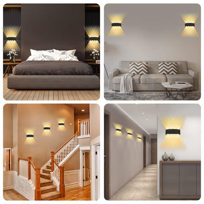 Lureshine LED Wandleuchte Up & Down 8W 3000K IP65 Schwarz 2er-Set