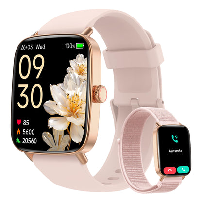Yoever Smartwatch Damen, Fitnessuhr mit Telefonfunktion, 1,85 Zoll mit HD-Touchscreen