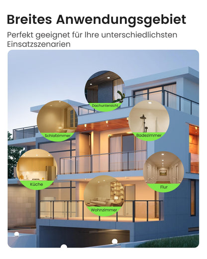 ALUSSO LED Einbaustrahler dimmbar, 3 Farbtemperaturen, IP44, 12er Set