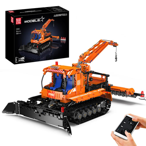 Mould King 17051 Technik ferngesteuertes Schneefahrzeug Klemmbausteine: Gelbes Kettenfahrzeug zum Bauen und fernsteuern.