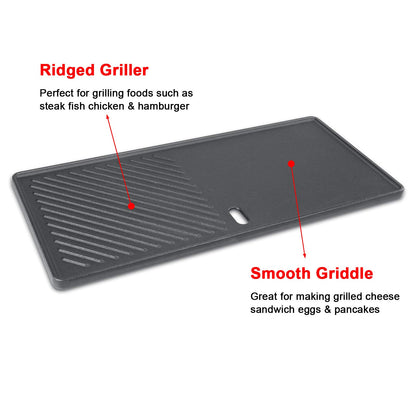 GFTIME Grillrost und Grillplatte aus Gusseisen, 43 x 62,5 cm