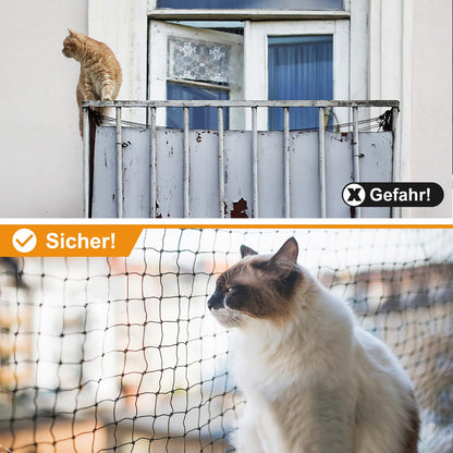 Aystkniet Katzennetz Balkon 10x2 m, drahtverstärkt und UV-beständig