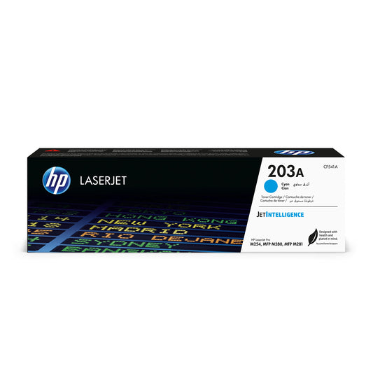 HP 203A (CF541A) Original Toner Blau, zylindrischer Cyan-Toner. Liefert Cyan-Tonpulver für den HP LaserJet Pro M254.