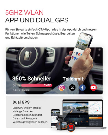 VANTRUE E1 Pro 4K HDR Dashcam mit STARVIS 2, GPS und Sprachsteuerung