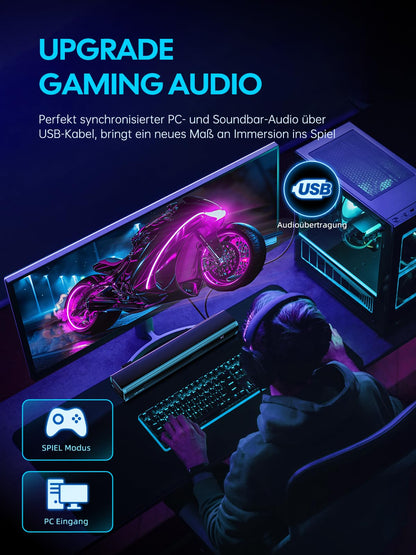 MEVOSTO Mini 2.1 Soundbar für TV PC Gaming – 60W 40cm