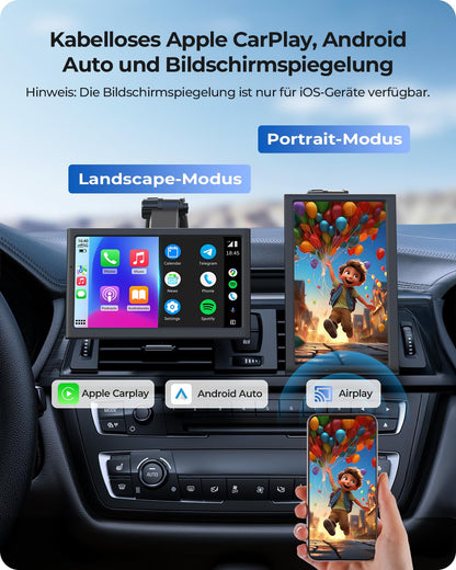 Krunia 7" Drahtloses Tragbares Auto Display für CarPlay & Android