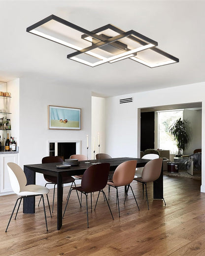 MQW Moderne Geometrische LED Deckenleuchte Dimmbar Wohnzimmer – Schwarz L80cm