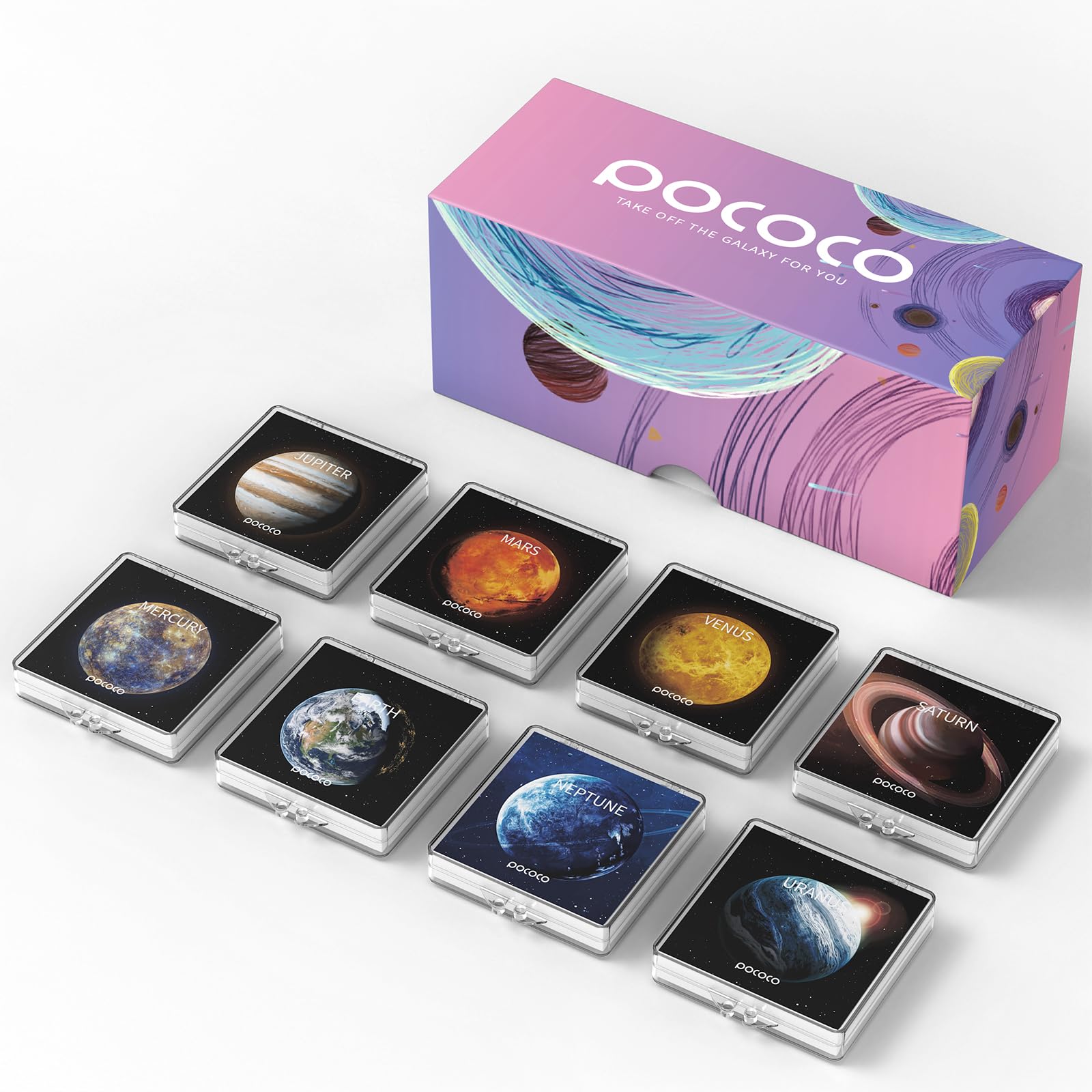 POCOCO Galaxy Projector Scheiben - 8er-Set Sonnensystem 5K UHD: Acht runde Projektionsscheiben zur 5K UHD-Projektion von Himmelskörpern.