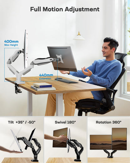 HUANUO Monitor Halterung 2 Monitore Bildschirmhalterung - Weiss