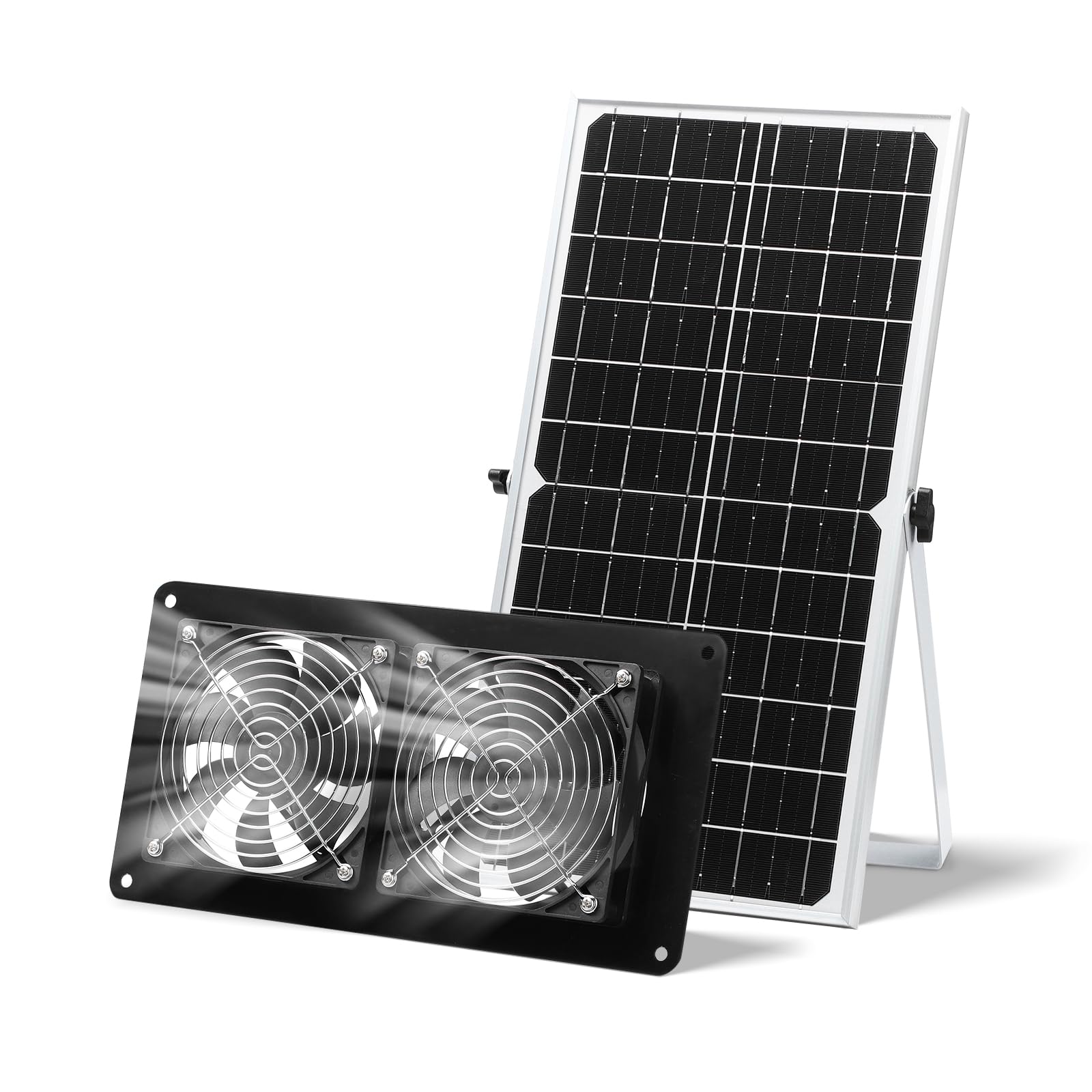 SUNYIMA Solar Ventilator 15W, wasserdichter Dual-Abluftventilator IP65 mit Solarpanel und Metallschutznetz
