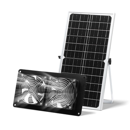 SUNYIMA Solar Ventilator 15W, wasserdichter Dual-Abluftventilator IP65 mit Solarpanel und Metallschutznetz