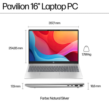 HP Pavilion Laptop 16 Zoll AMD Ryzen 7 8840U - Silber