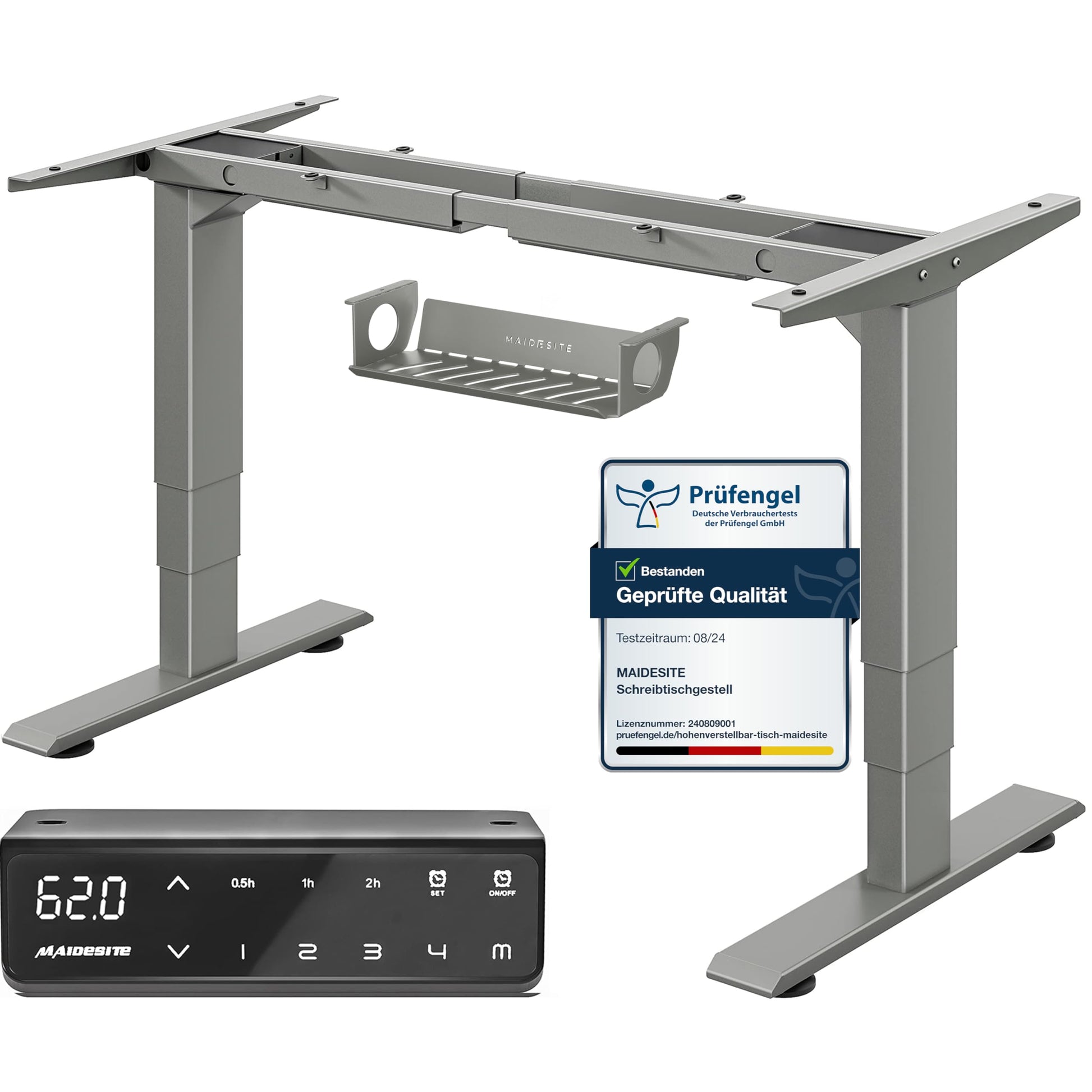 MAIDeSITe T2 Pro Plus – Höhenverstellbares Tischgestell elektrisch 2 Motoren. Schwarzes Gestell für elektr. Sitz-Steh-Tisch.