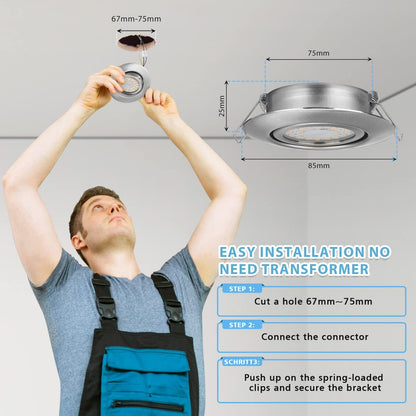 LED Einbauspot Flach Dimmbar Warmweiss IP44 Schwenkbar - 12er Set