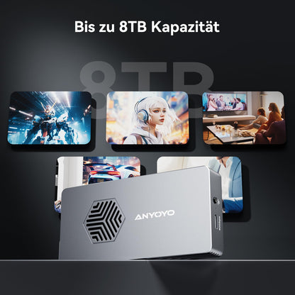 ANYOYO M.2 NVMe SSD Gehäuse 40Gbps - Thunderbolt, Lüfter