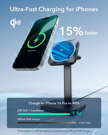 ESR Qi2 3-in-1 Ladestation MagSafe CryoBoost iPhone Apple Watch