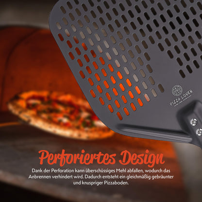 Pizza Lover Pizzaschieber perforiert 35 x 35 cm aus Aluminium