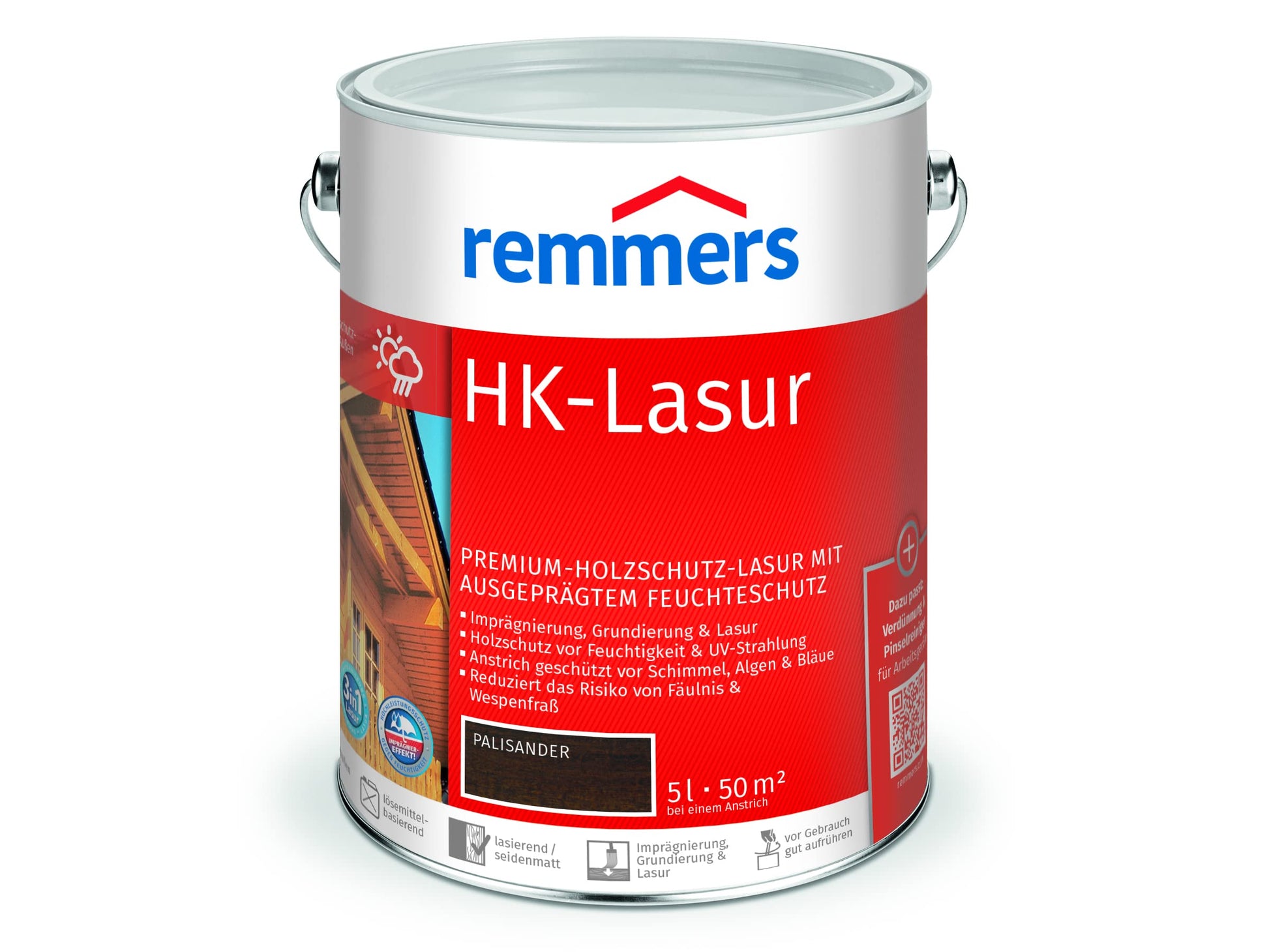 Remmers HK-Lasur 3in1 Holzlasur aussen, palisander, 5 Liter – Holzschutzlasur für den Aussenbereich