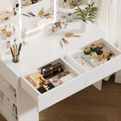 Airfish Schminktisch mit LED Beleuchtung und Spiegel, Weiss