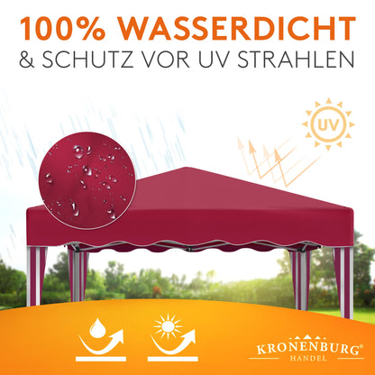 Kronenburg Faltpavillon Pavillon wasserdicht – Rot 3x3m
