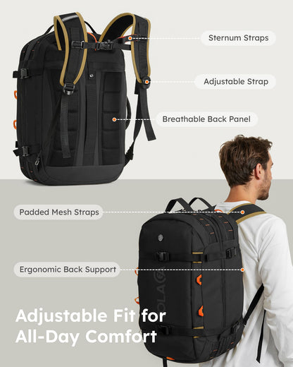 Tolaccea Reiserucksack Handgepäck 15,6 Zoll, erweiterbar 40–50 L