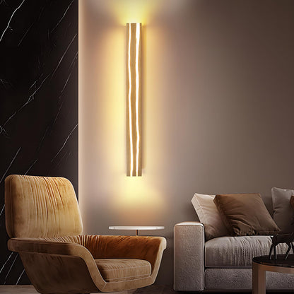 ZMH LED Wandleuchte Holz 100CM – Warmweiss innen