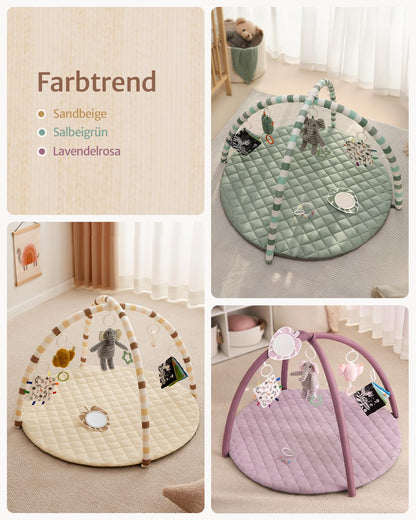 Blissful Diary Spielbogen Baby mit Spieldecke und 6 Spielzeugen, Rosa