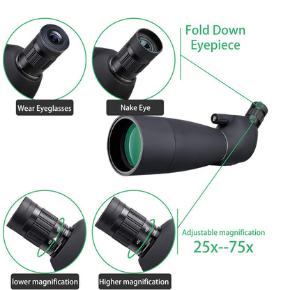 Svbony SV28 Spektiv 25-75x70 mit Stativ und Smartphone-Adapter