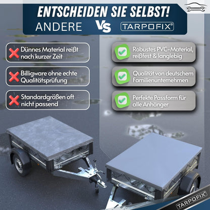 Tarpofix Anhängerplane 258x136cm Grau - PVC Flachplane