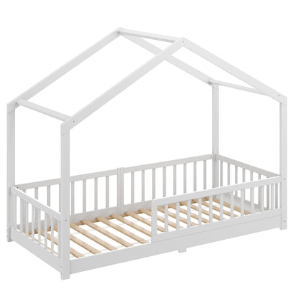 CADANI Malte Montessori Hausbett 90x200 cm Weiss – Umbaubar