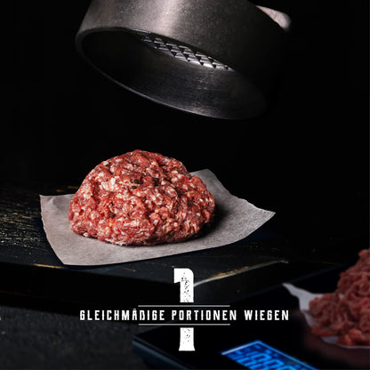 Adelmann XL Profi-Burgerpresse, Aluguss, Ø 125 mm, Patty-Auswerfer